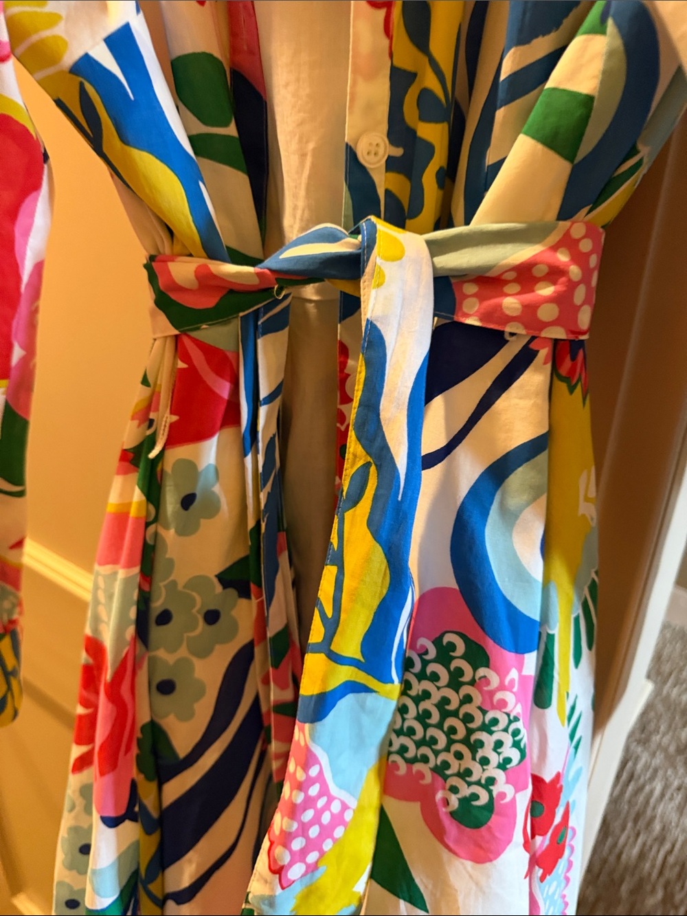 Boden Multicolor Floral Long-Sleeve Shirt Dress with Tie Waist - Picture 3 of 4